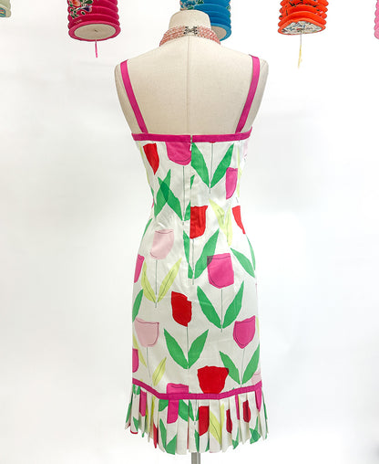 2000s Bright Tulip Cotton Sundress / Waist 34