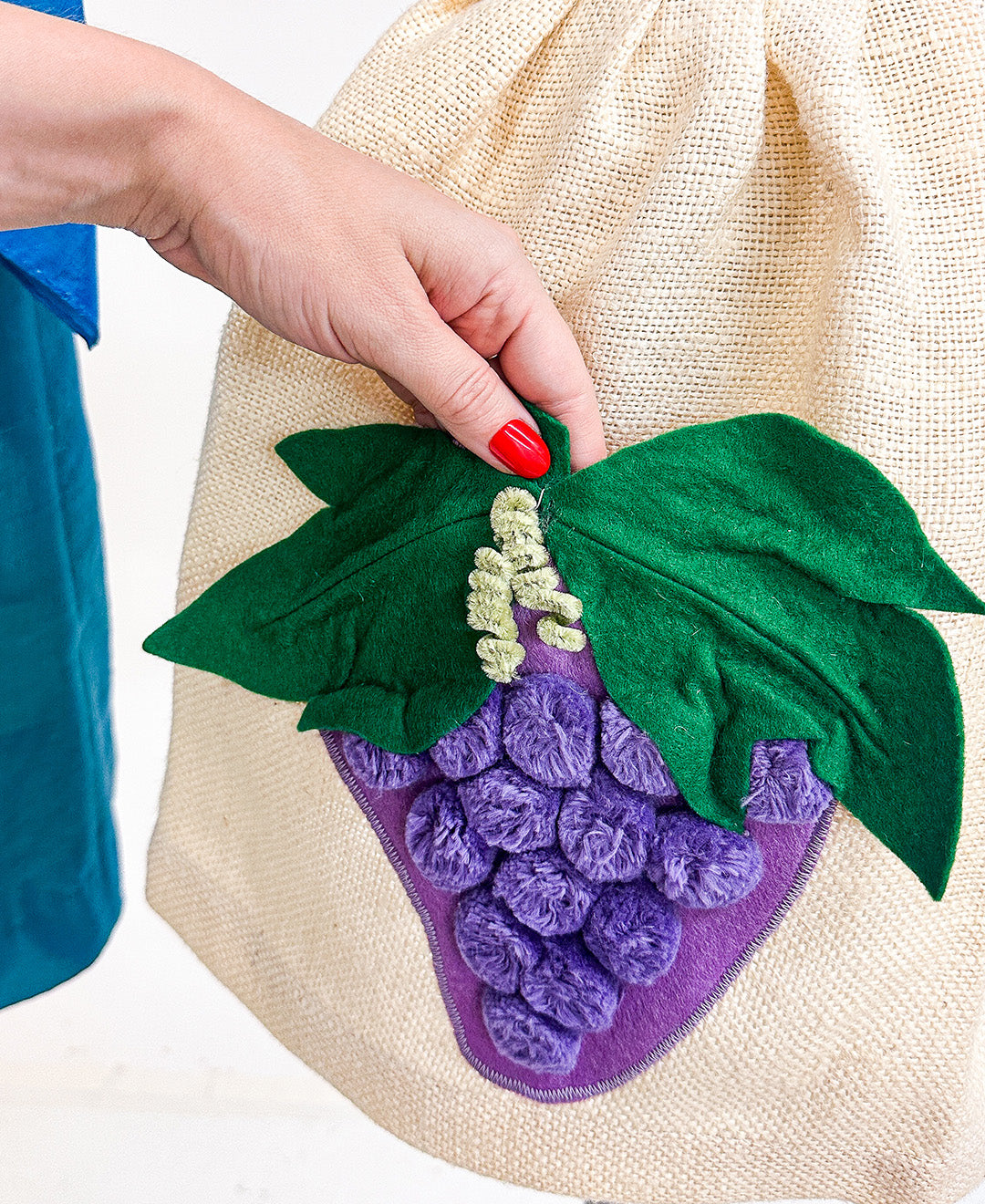 1950s MCM Apron with Grape Appliqué Pocket