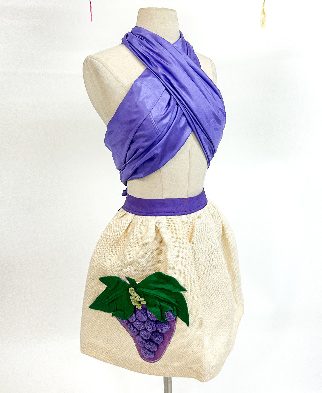1950s MCM Apron with Grape Appliqué Pocket