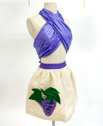 1950s MCM Apron with Grape Appliqué Pocket