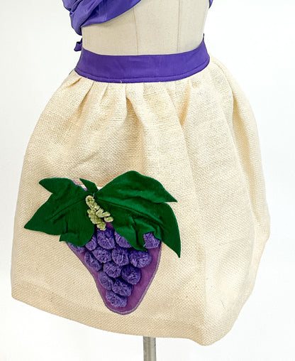 1950s MCM Apron with Grape Appliqué Pocket
