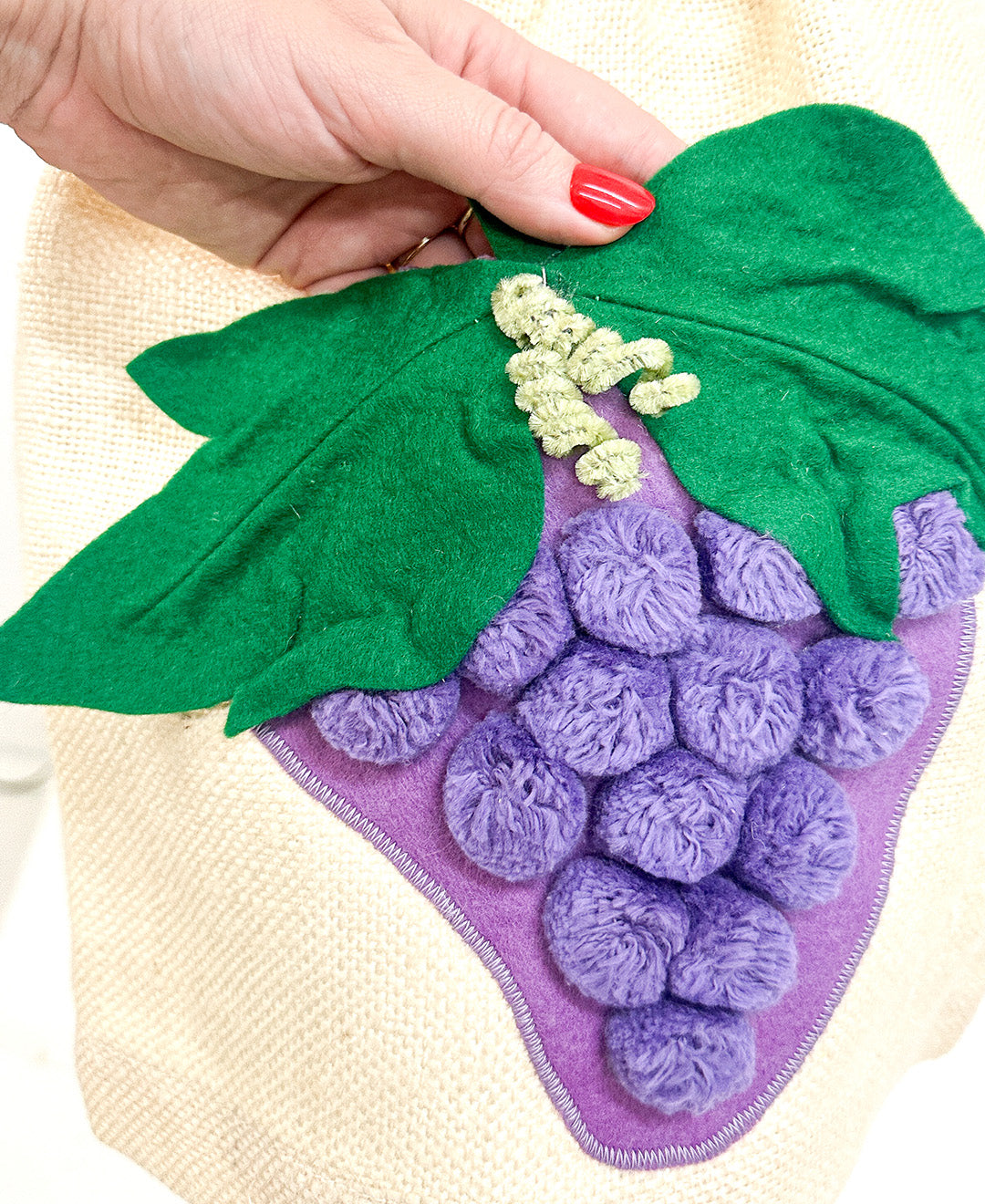 1950s MCM Apron with Grape Appliqué Pocket