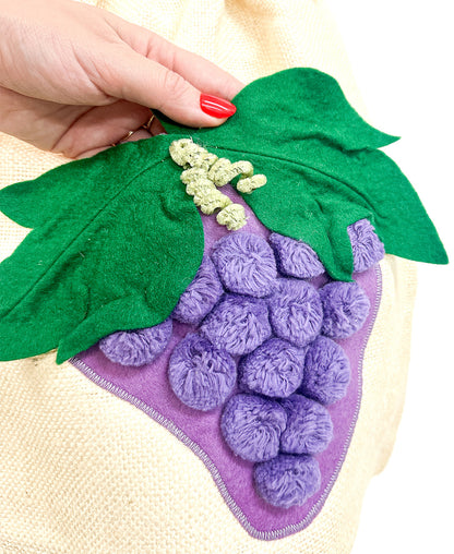 1950s MCM Apron with Grape Appliqué Pocket
