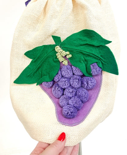 1950s MCM Apron with Grape Appliqué Pocket