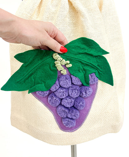 1950s MCM Apron with Grape Appliqué Pocket