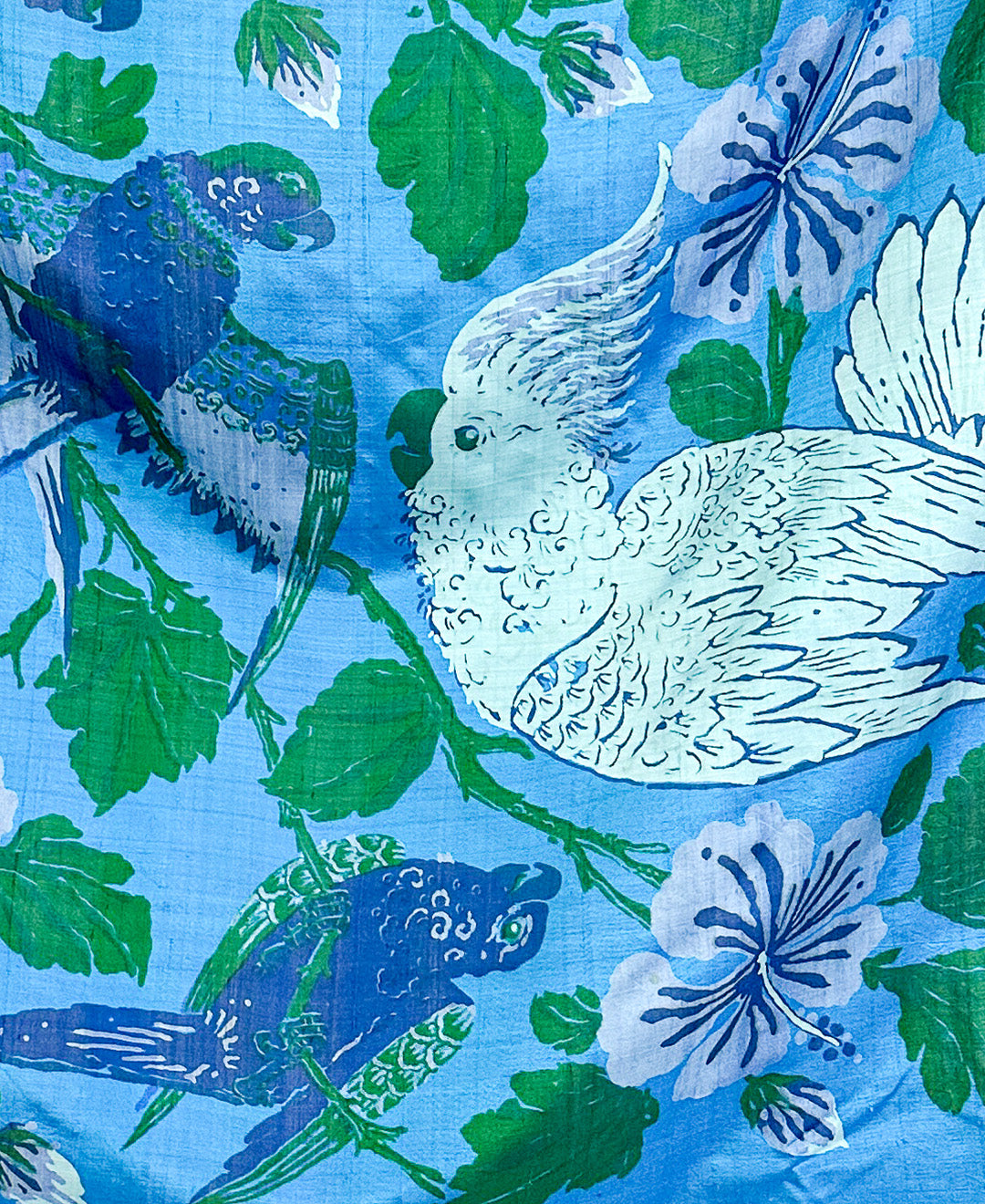1960s Topical Bird Silk Scarf