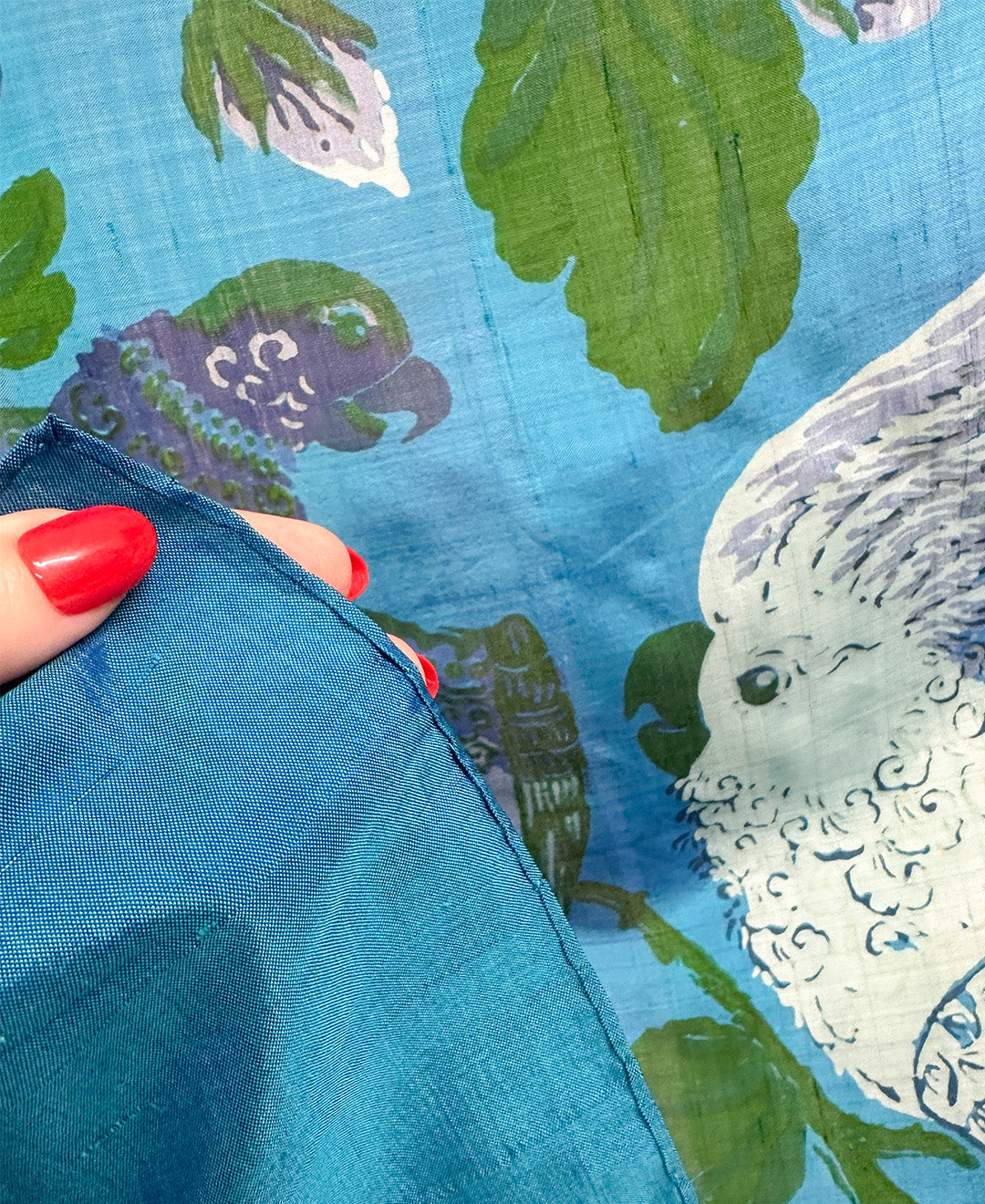 1960s Topical Bird Silk Scarf