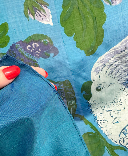 1960s Topical Bird Silk Scarf