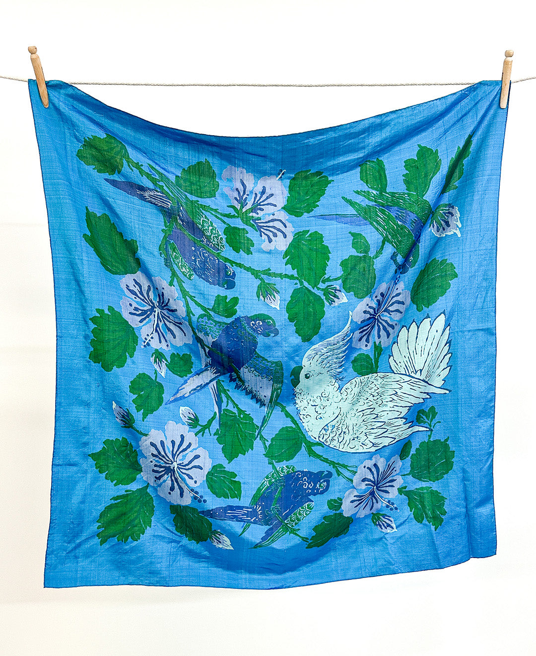1960s Topical Bird Silk Scarf