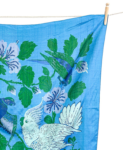 1960s Topical Bird Silk Scarf