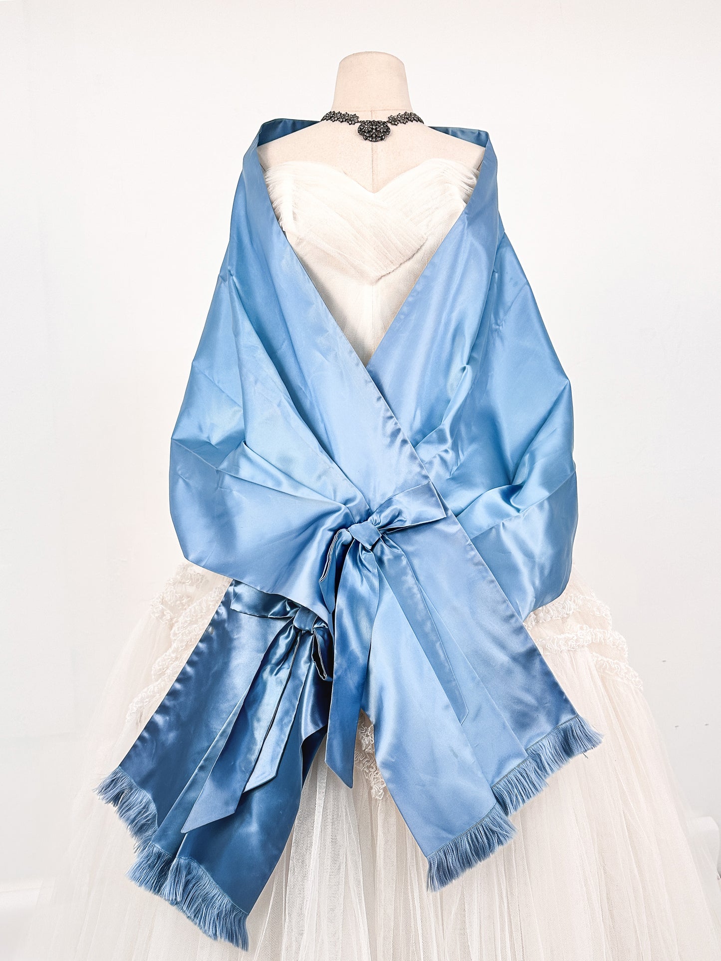 Rare 1950s Vogue Worthy Dreamy Blue Satin Evening Stole / OSFA