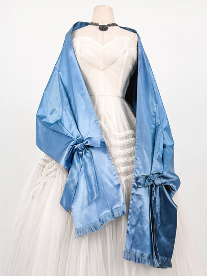 Rare 1950s Vogue Worthy Dreamy Blue Satin Evening Stole / OSFA