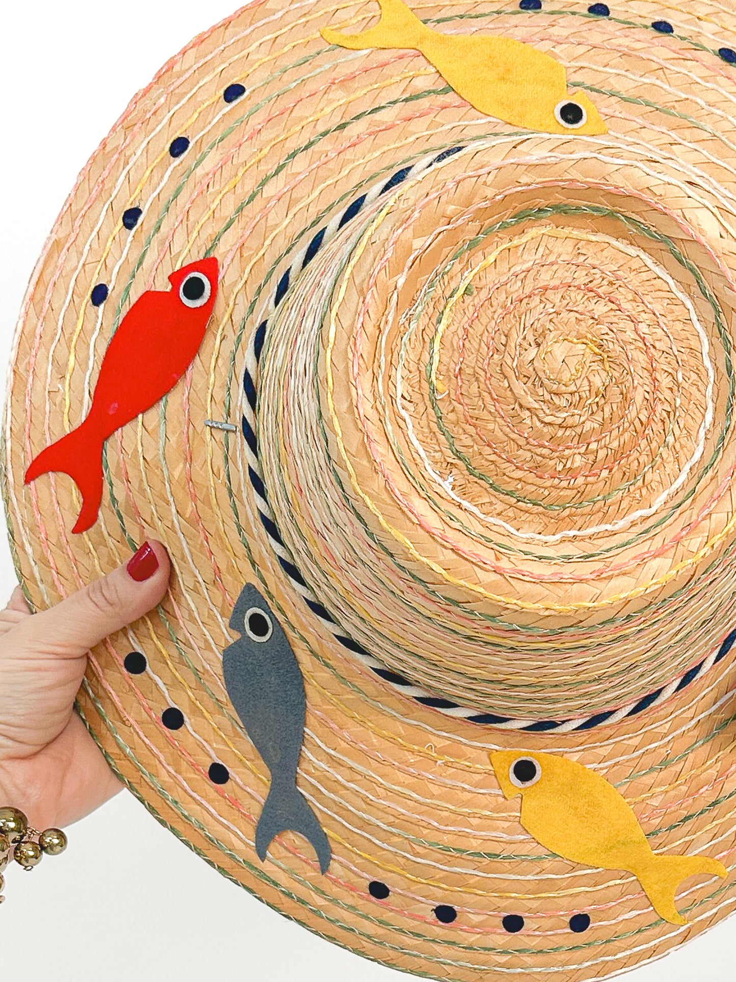 1950s Novelty Straw Hat with MCM Fish / One Size