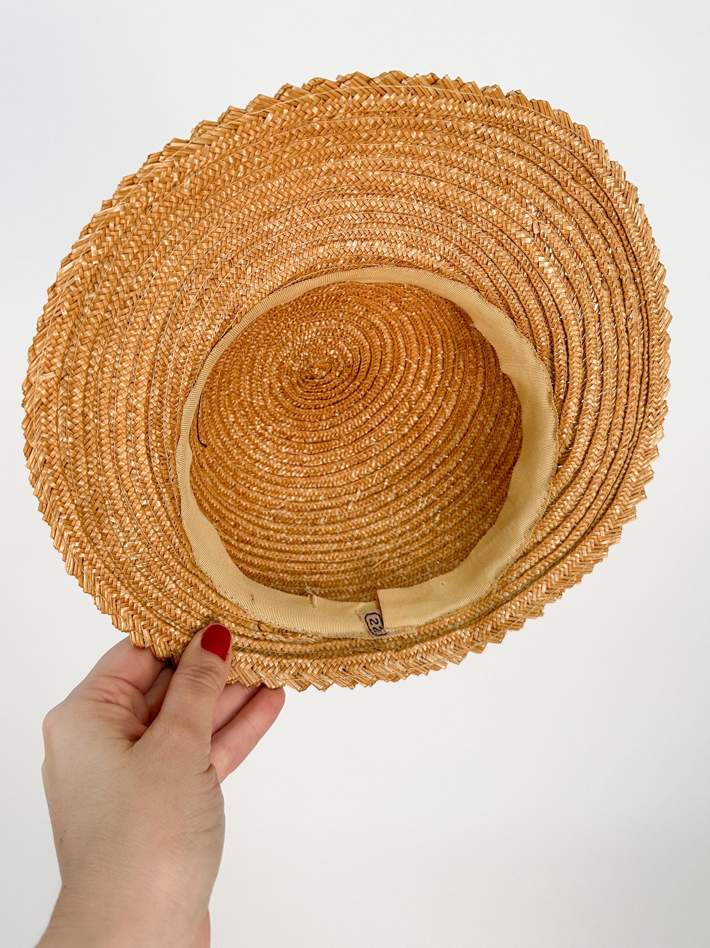 1930s Straw Bonnet Hat with Millinery Flower / One Size