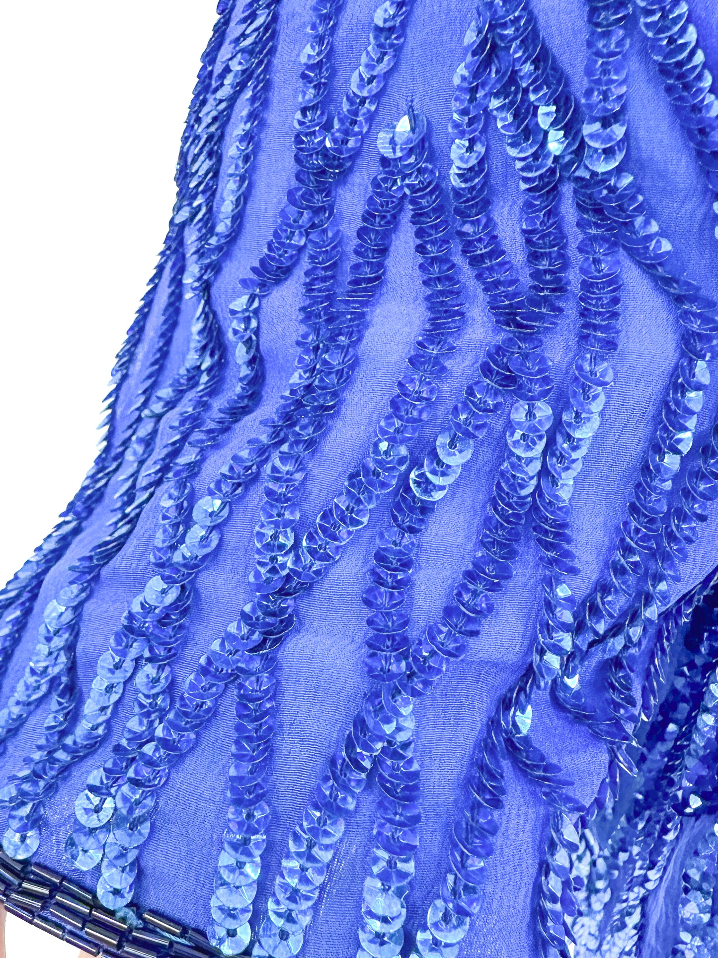 1980s Electric Blue Sequin Dress / Waist 28