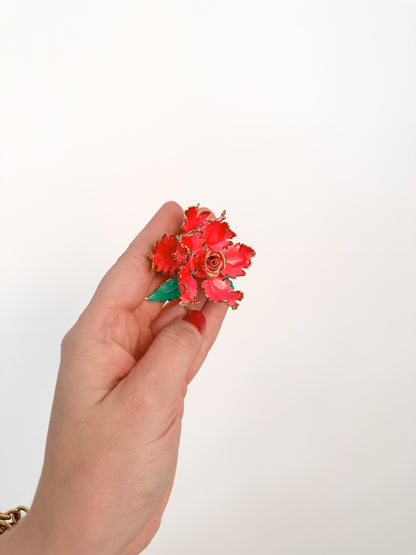 Rare 1960s Mechanical Day-to-Night Blooming Flower Brooch by Warner