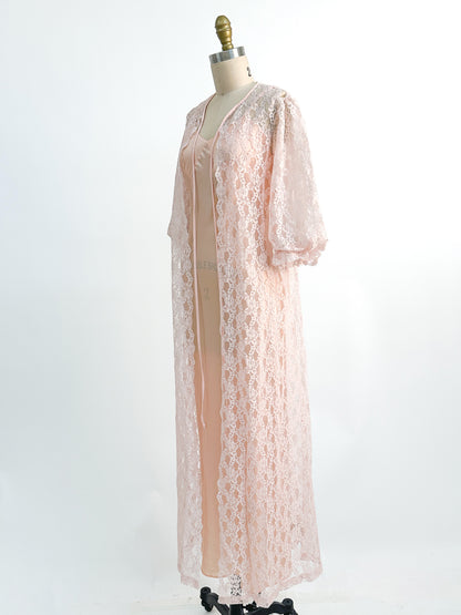 1960s Pink Lace Robe / OSFM