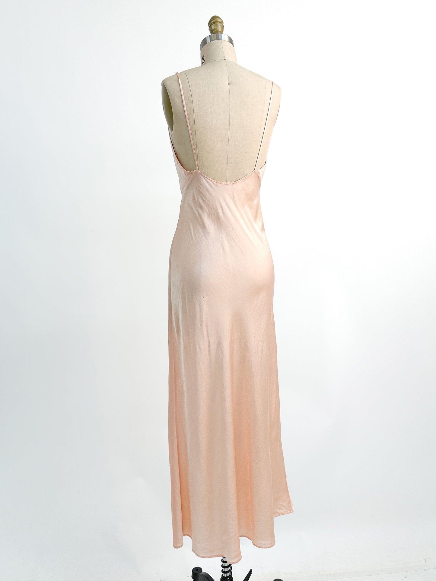 1930-40s Silk Satin Bias Cut Slip / Small