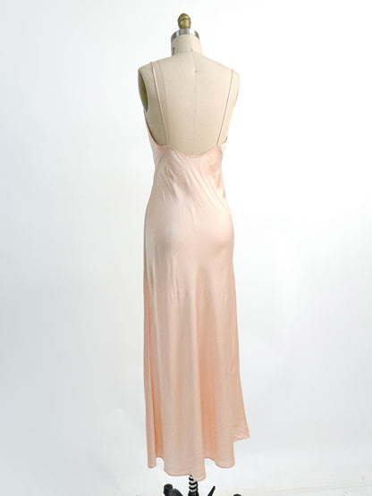 1930-40s Silk Satin Bias Cut Slip / Small