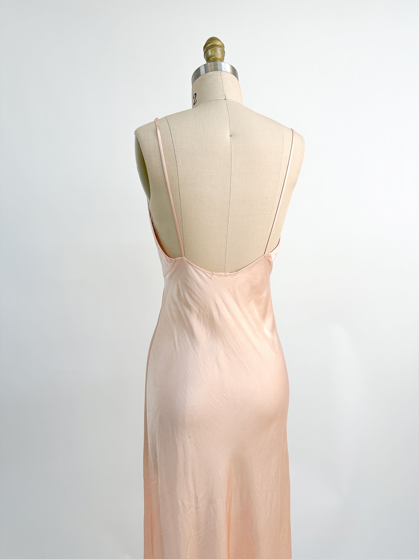 1930-40s Silk Satin Bias Cut Slip / Small