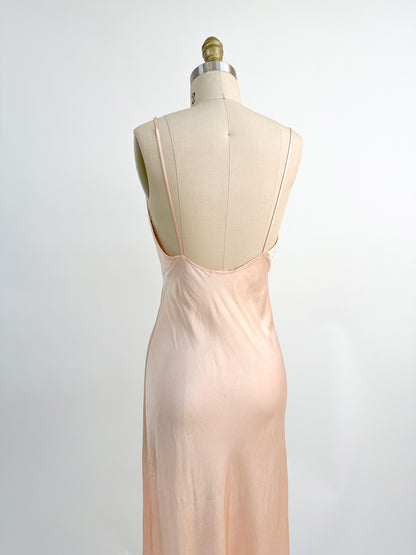 1930-40s Silk Satin Bias Cut Slip / Small