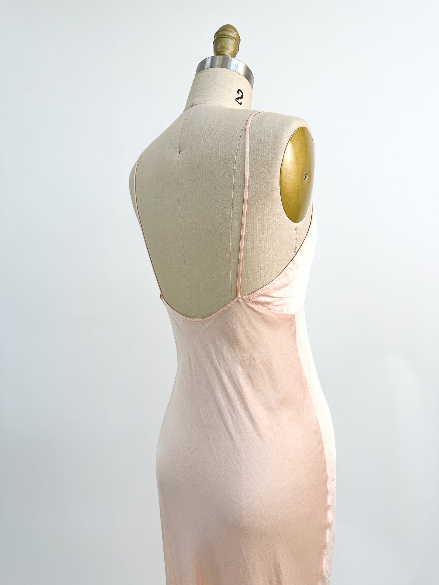 1930-40s Silk Satin Bias Cut Slip / Small