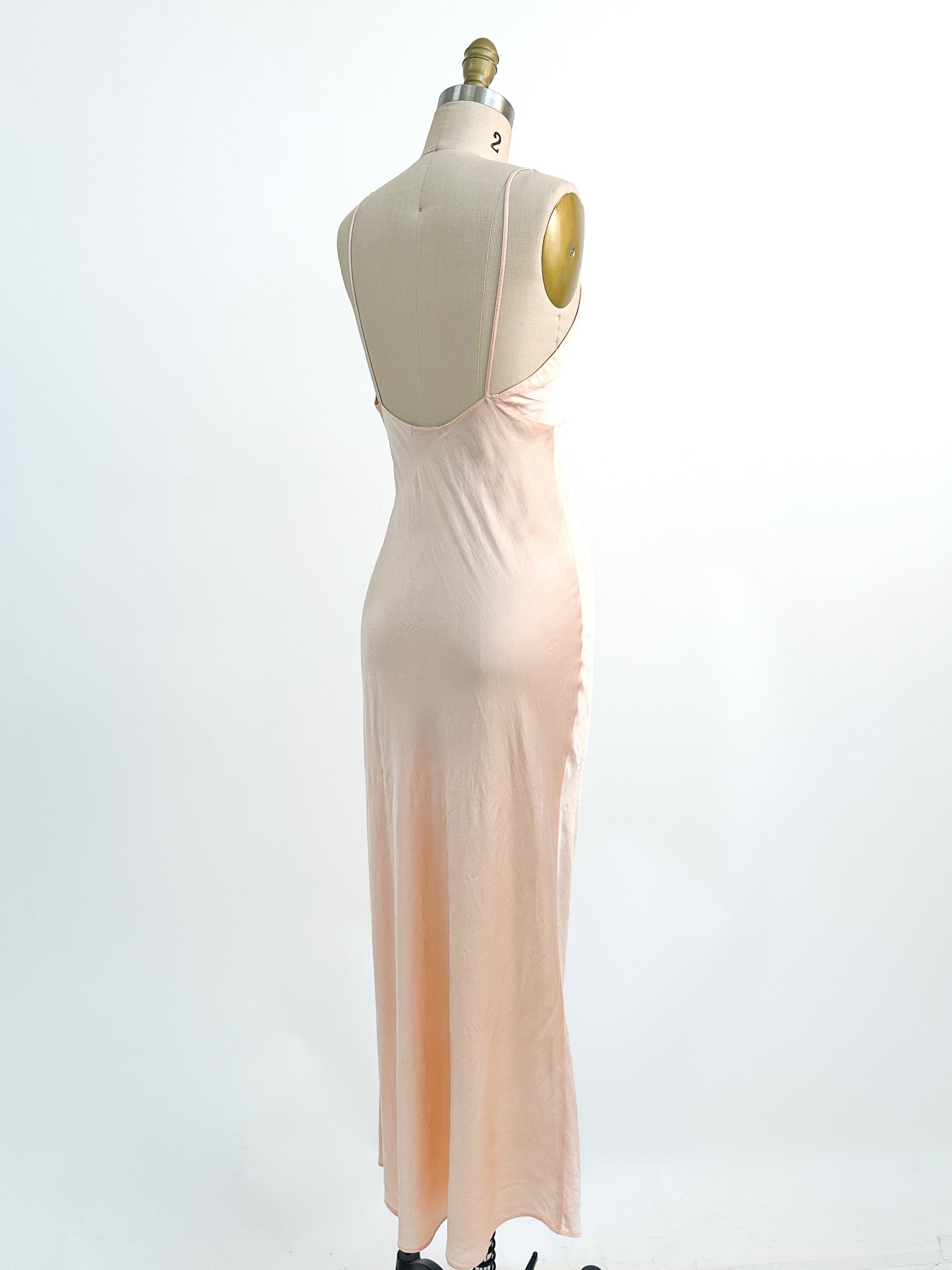 1930-40s Silk Satin Bias Cut Slip / Small