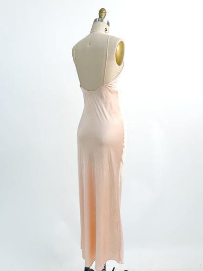 1930-40s Silk Satin Bias Cut Slip / Small