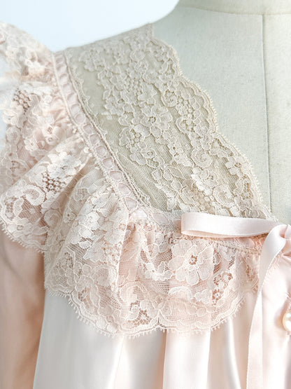 1950s Satin and Lace Bed Jacket / Large
