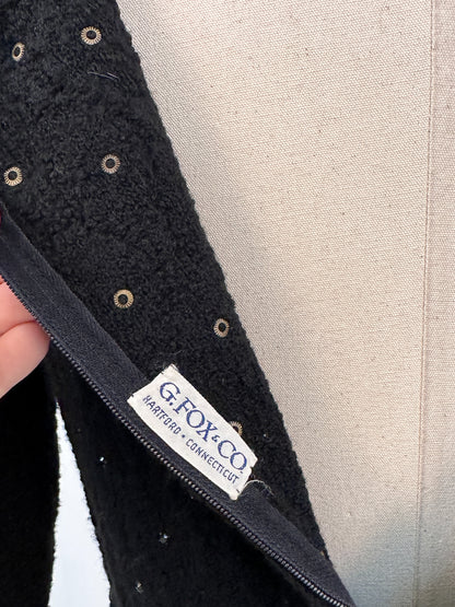 1950s Knit Dress with Black Rhinestones / Waist 30