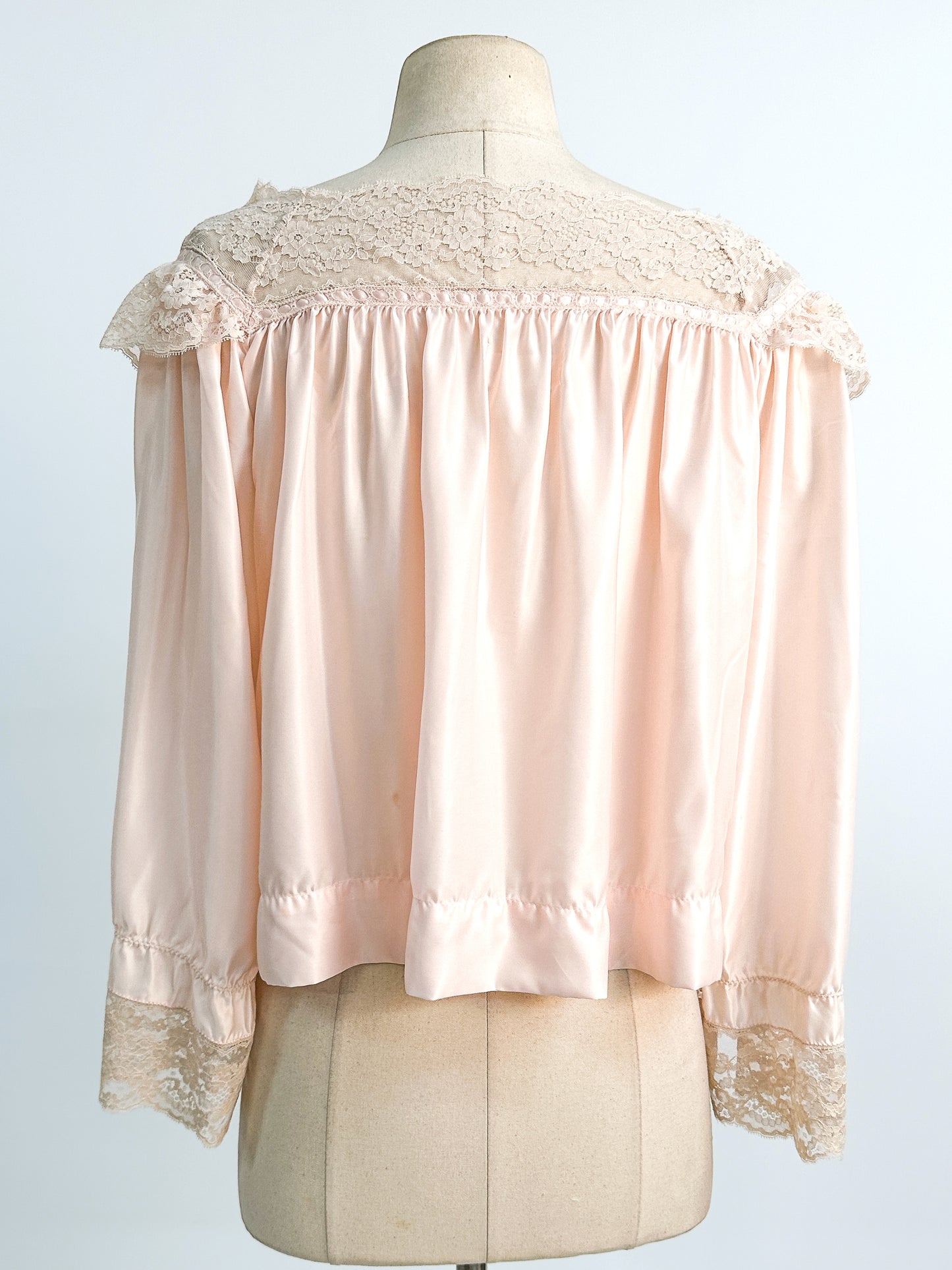 1950s Satin and Lace Bed Jacket / Large