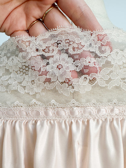 1950s Satin and Lace Bed Jacket / Large