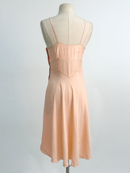 1930-40s Slip with Floral Appliqué / Small