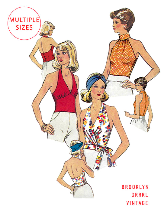 PDF Pattern - 1970s Halter Top in Three Styles / Multiple Sizes