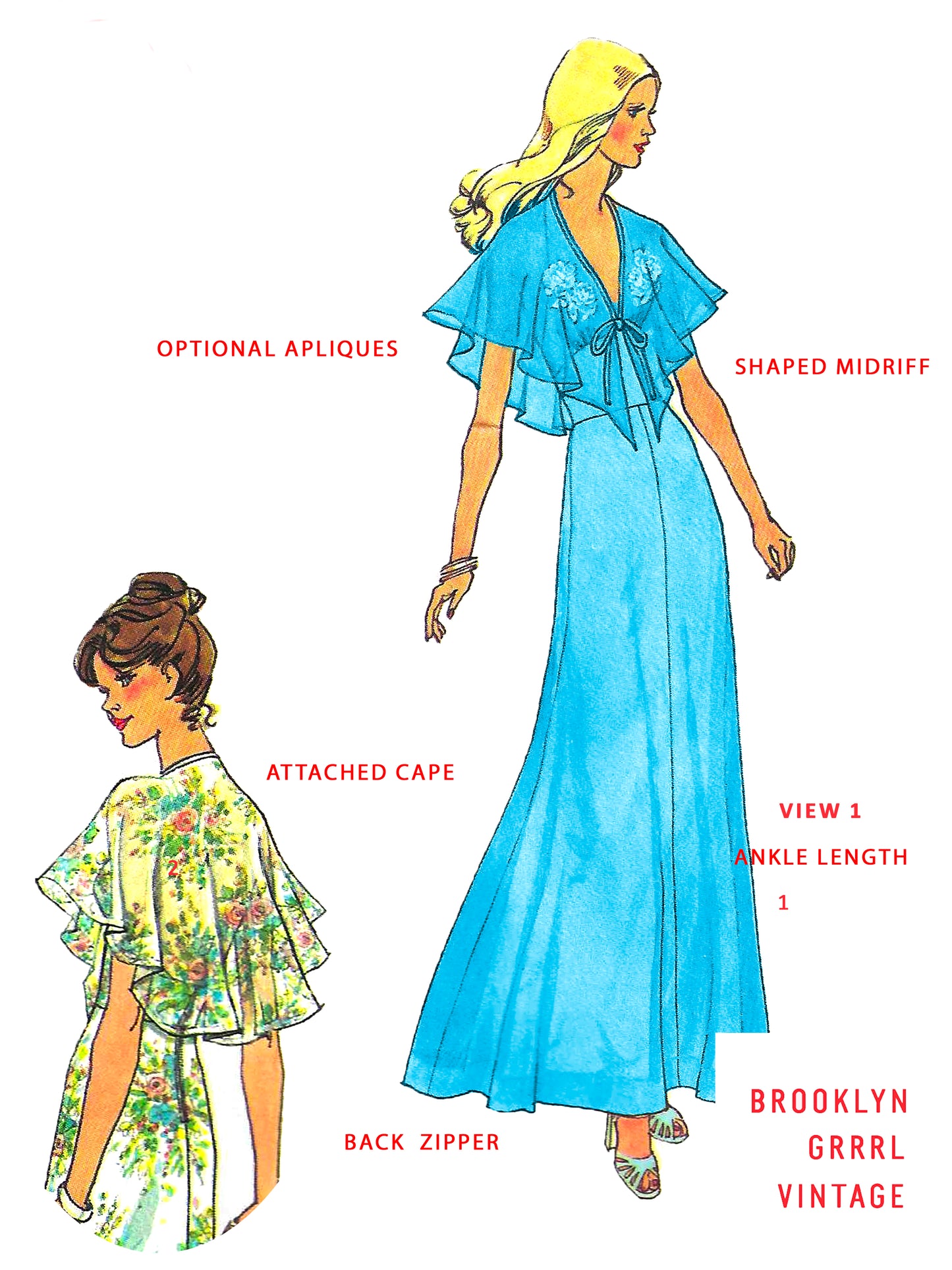 PAPER Pattern  1970's Halter Dress in Two Lengths / Multiple Sizes