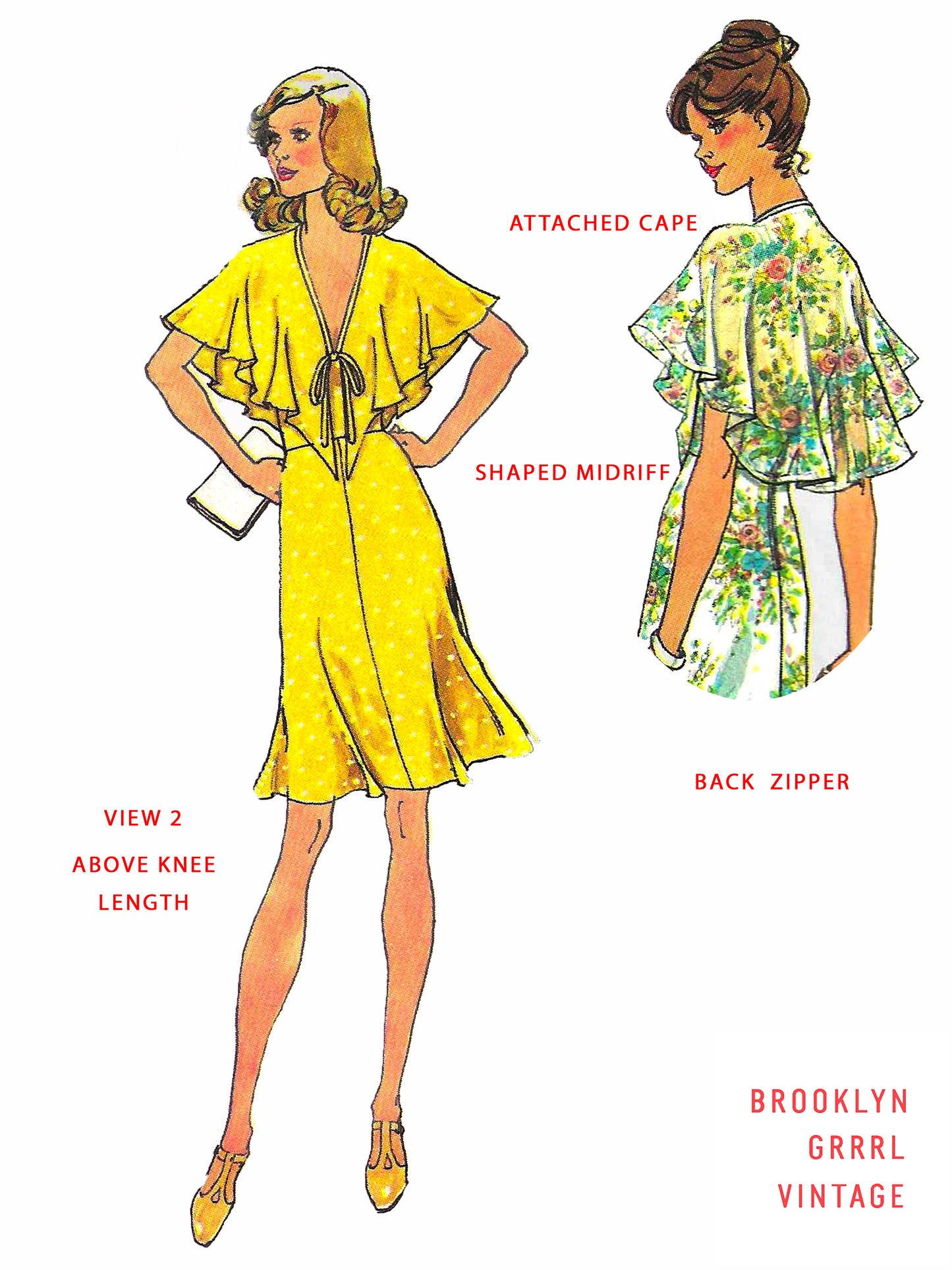 PDF Pattern - 1970s Halter Dress in Two Lengths / Multiple Sizes