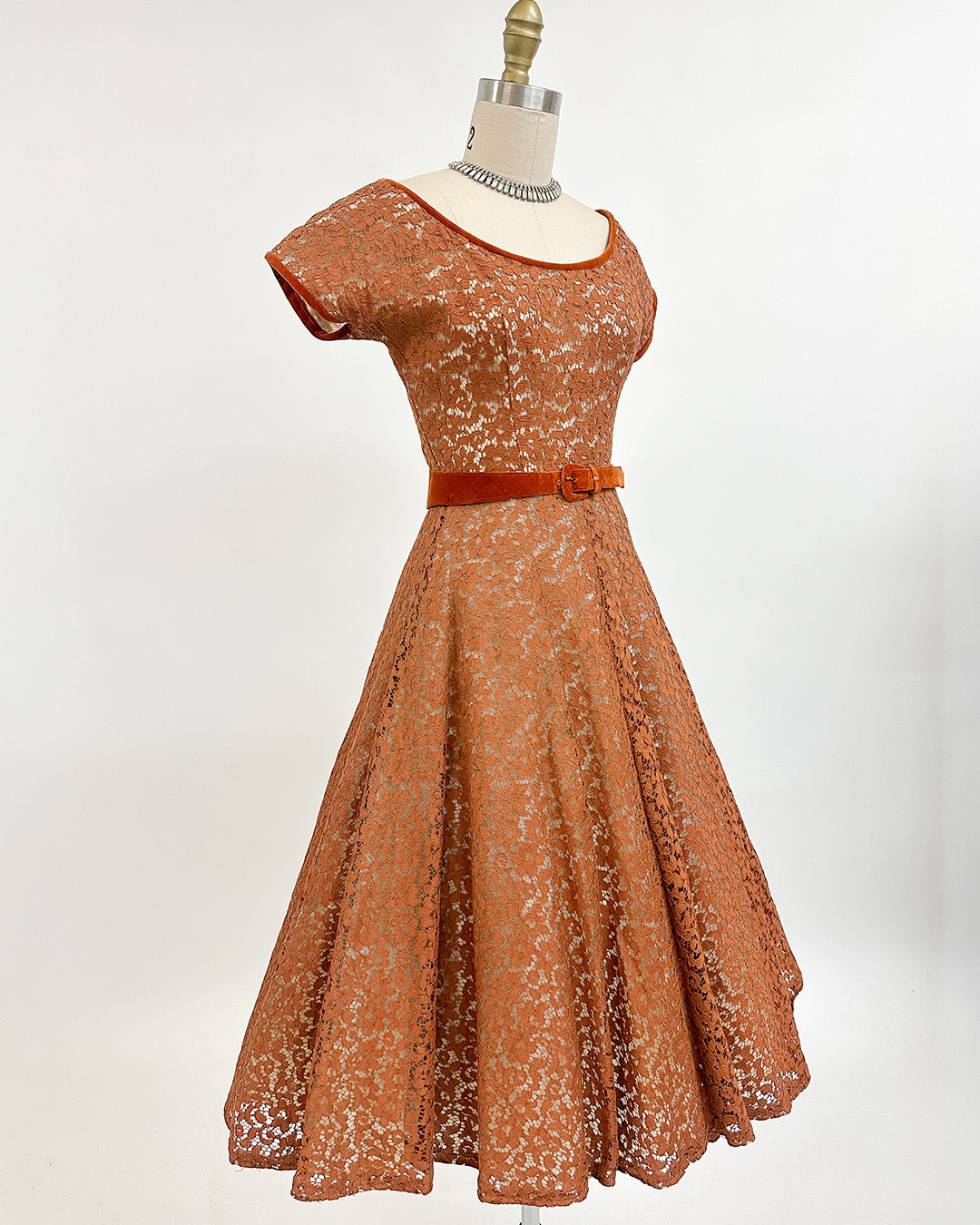 1950s 'The Central Park Glow' Lace Dress