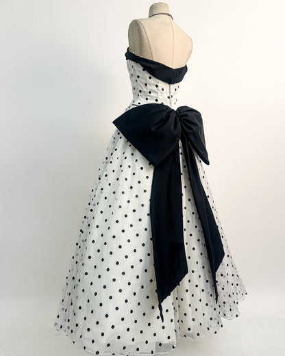1980s The Manhattan Polka Dot Gown / Small