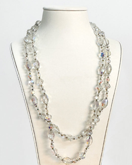 1950-60s Iridescent Two Strand Long Necklace
