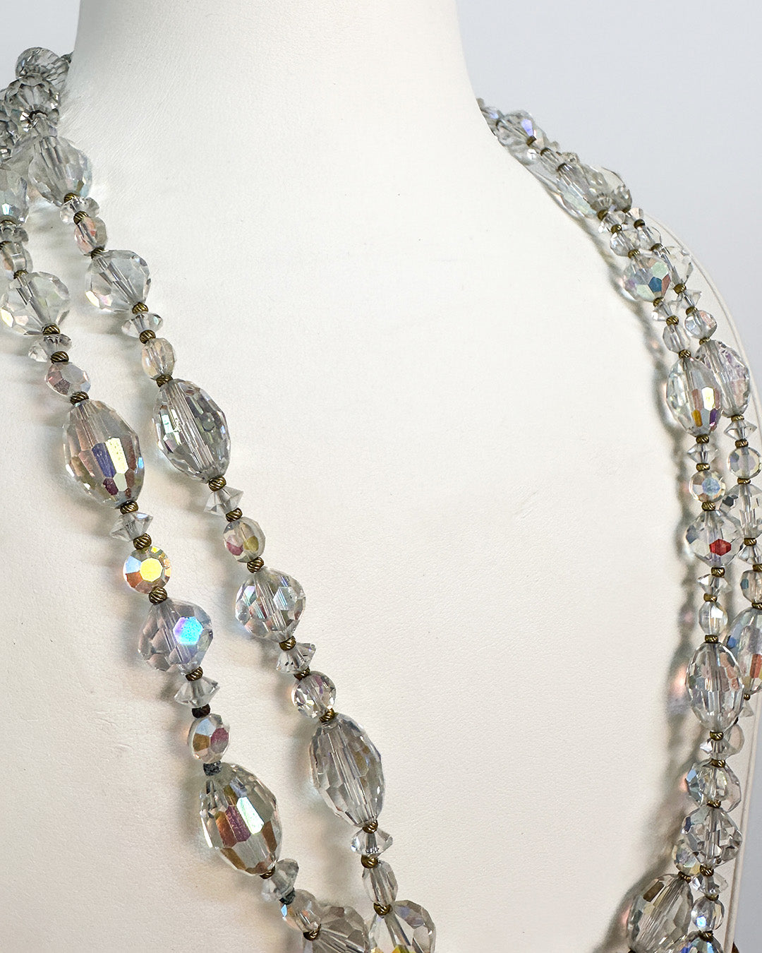 1950-60s Iridescent Two Strand Long Necklace