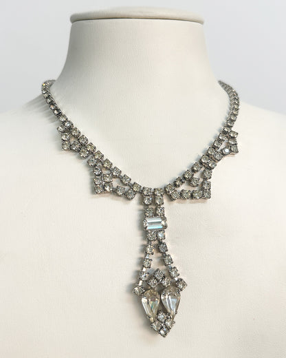 1940-50s Elegant Clear Rhinestones Necklace