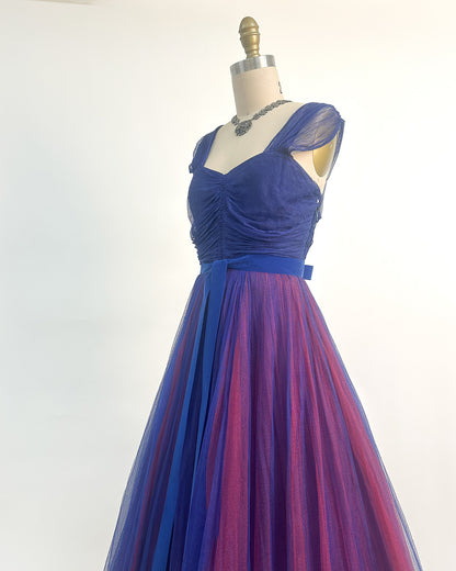 1930-40s 'The Midnight Enchantress' Tulle Gown / Small