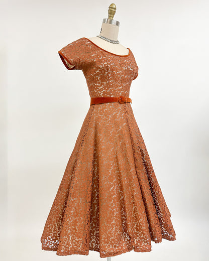 1950s 'The Central Park Glow' Lace Dress