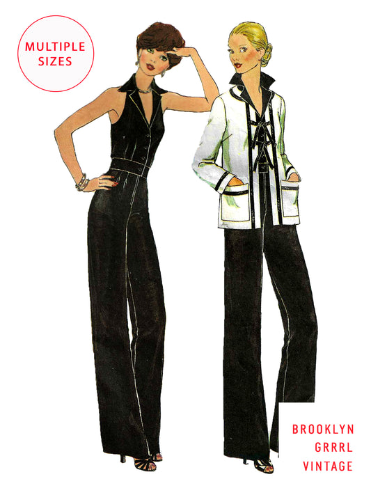 PAPER Pattern  1970's Jumpsuit with Jacket / Multiple Sizes