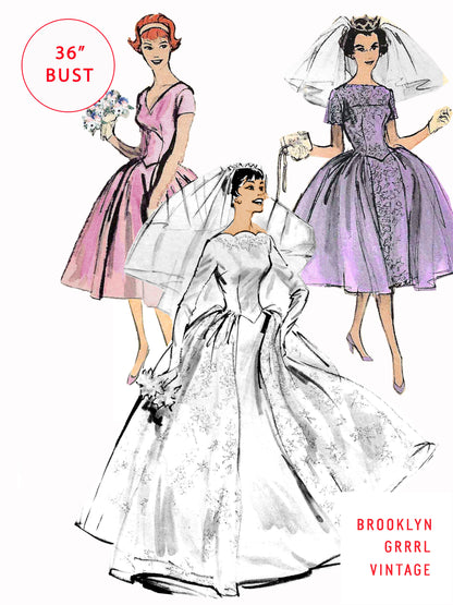PDF Pattern - 1950s Bridal / Ball Gowns / Bust 36