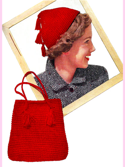 1950s Pixie Hat and Bag - Crochet PDF Pattern