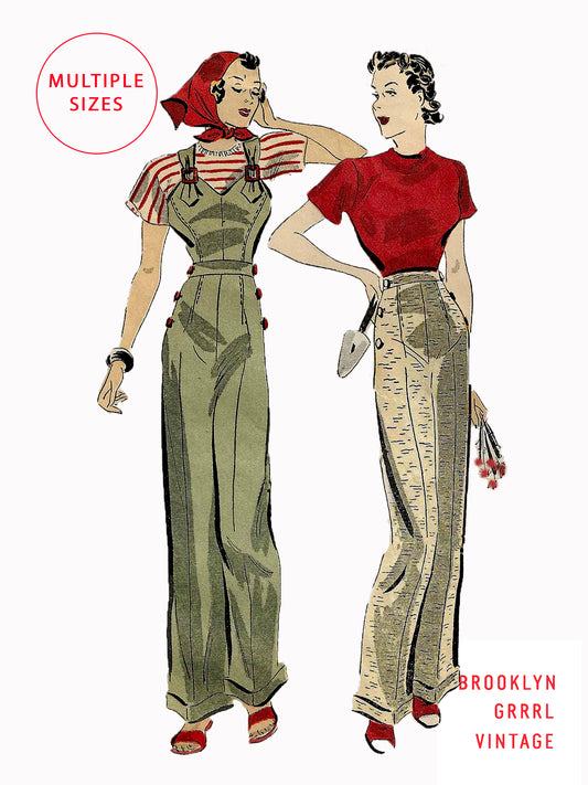 Paper Pattern - 1930s Overalls / Slacks / Jumpsuit - Multiple Sizes