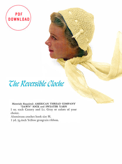 1950s Reversible Cloche  - Crochet PDF Pattern