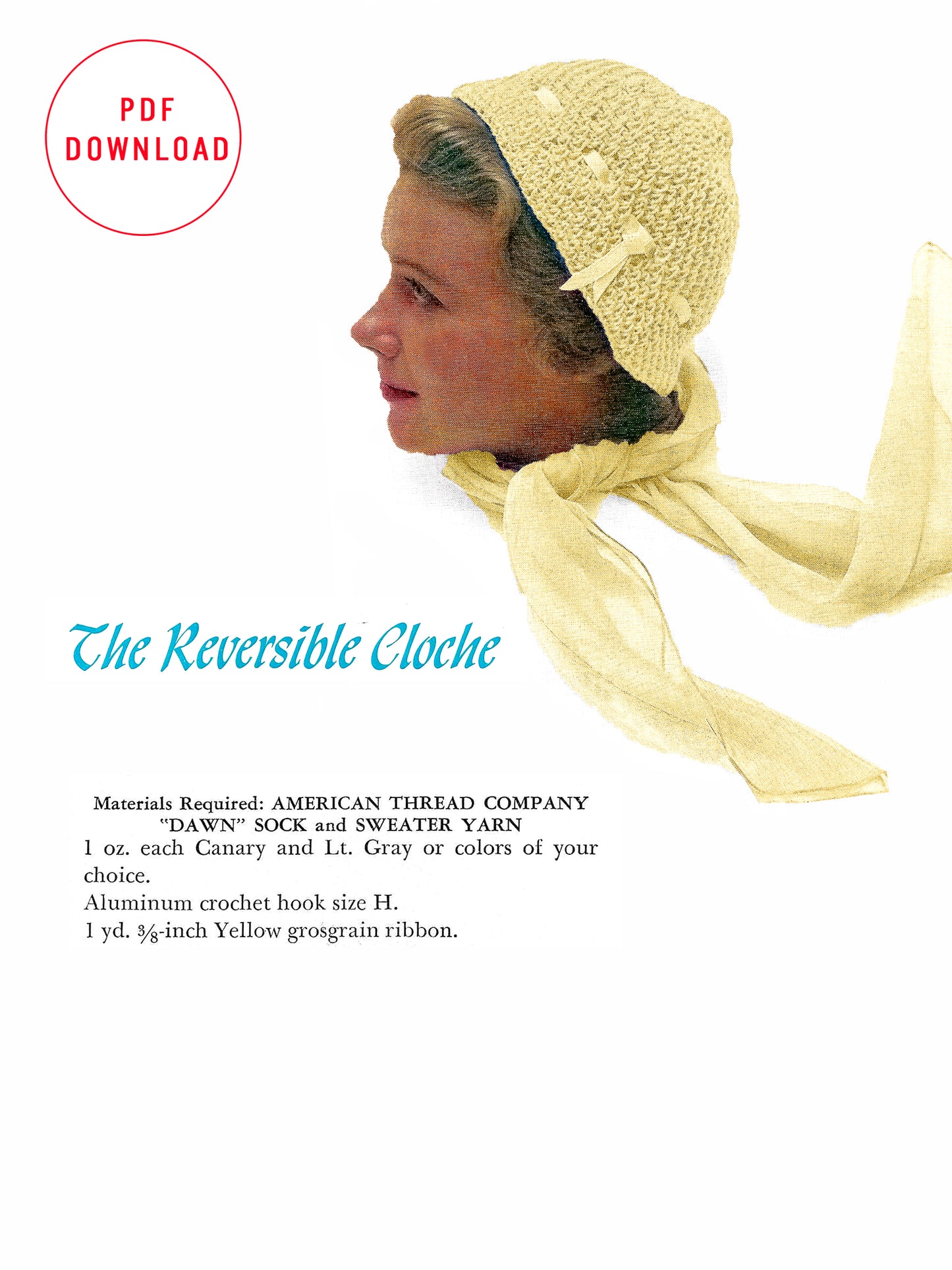 1950s Reversible Cloche  - Crochet PDF Pattern