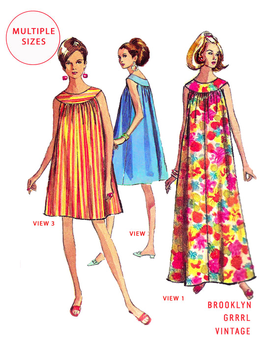 PAPER Pattern - 1960's MuuMuu and Summer Dress / Multiple Sizes